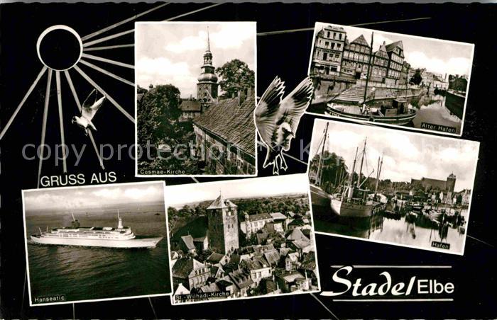 Stade Niederelbe Hanseatic St. Wilhadi-Kircvhe Cosmae-Kirche Hafen