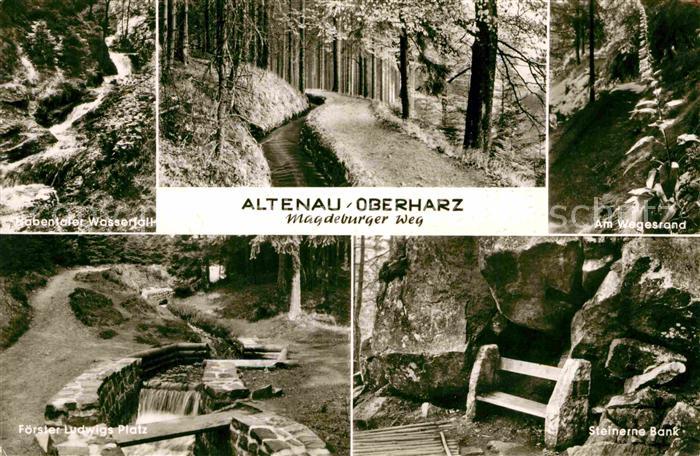 Altenau Harz Wasserfall Steinerne Bank Wegesrand Foerster Ludwigs-Platz