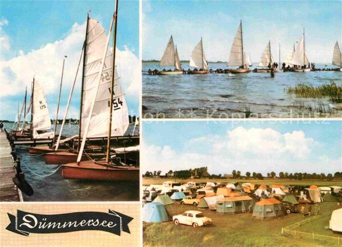Duemmersee Mecklenburg-Vorpommern Bootssteg Segelboote Campingplatz