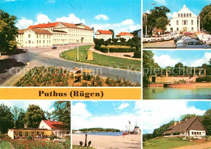 Putbus Ruegen Ernst Thaelmann Platz KG Rosencafe Hafen Theater Pergola Schwanent