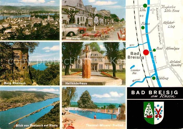 Bad Breisig Rheinufer Burg Rheineck Heilbaederhaus Rheinpartie Thermalbad