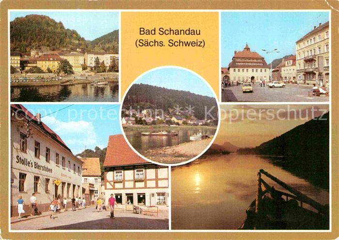 Bad Schandau Teilansicht Markt Poststrasse Dampferanlegestelle Elbe
