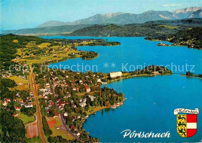 Poertschach Woerthersee mit Maria Woerth und Karawanken Fliegeraufnahme