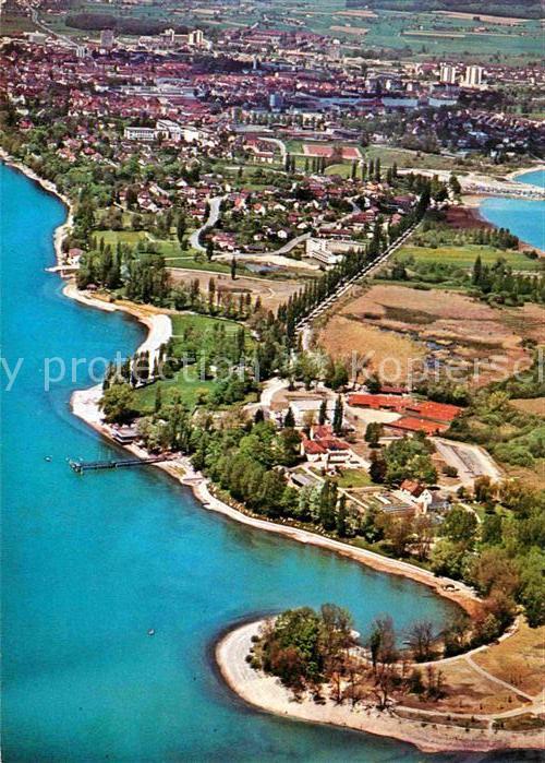 Radolfzell Bodensee Fliegeraufnahme mit Halbinsel Mettnau und Kursanatorium