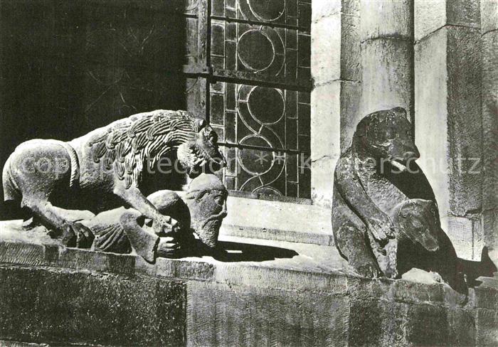 Worms Rhein Tierplastiken im Ostchorfenster