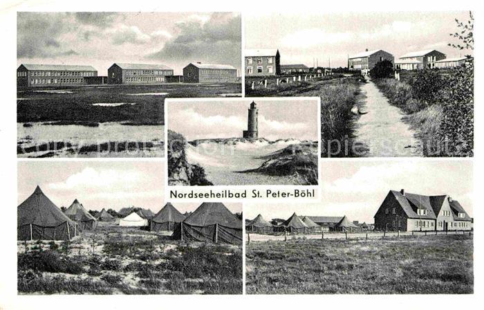 St Peter-Ording Teilansicht Boehl mit Leuchtturm