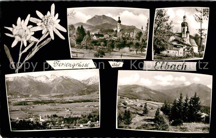 Elbach Miesbach Kirche Panorama Teilansicht