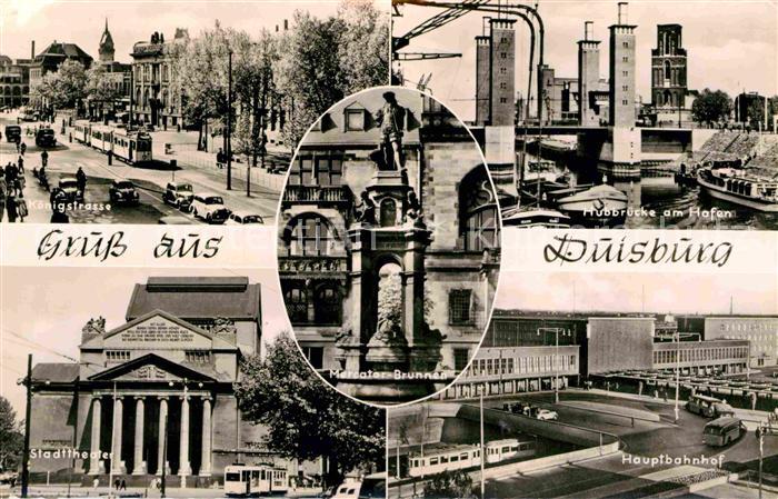 Duisburg Ruhr Koenigstrasse Stadttheater Hauptbahnhof Hubbruecke am Hafen