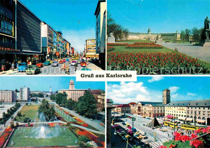 Karlsruhe Baden Marktplatz Schloss Wasserspiele