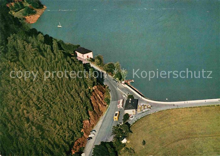 Odertalsperre Fliegeraufnahme mit Sperrdammgaststaette