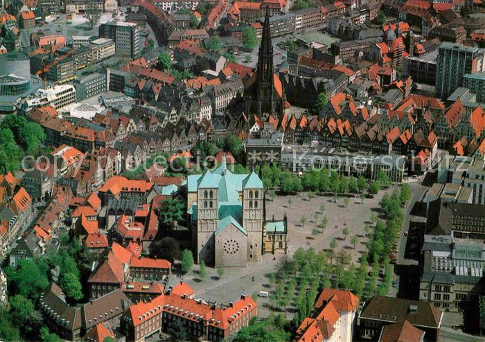 Muenster Westfalen Fliegeraufnahme Innenstadt mit Dom und St Lamberti Kirche