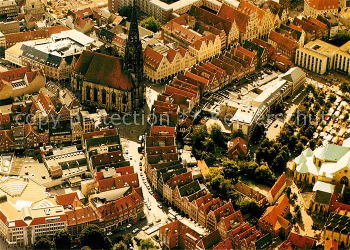Muenster Westfalen Stadtzentrum St Lambertikirche Prinzipalmarkt Fliegeraufnahme