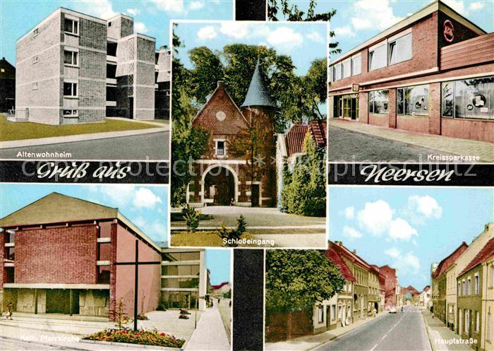 Neersen Niederrhein Altenwohnheim Schlosseingang Kreissparkasse Kath Pfarrkirche