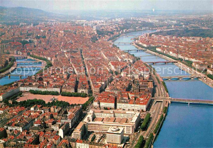 Lyon France La Presqu_lle Le Rhone La Saone Vue aer