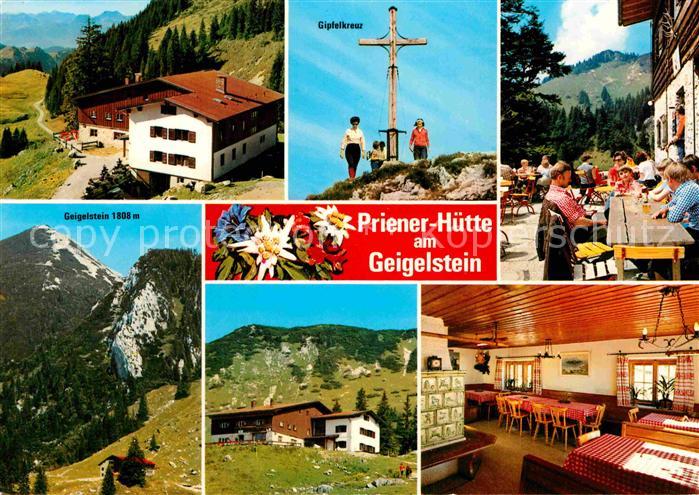 Priener Huette am Geigelstein Gipfelkreuz Terrasse Gastraum