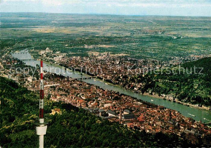 Heidelberg Neckar Blick vom Fernsehturm auf dem Koenigstuhl Fliegeraufnahme