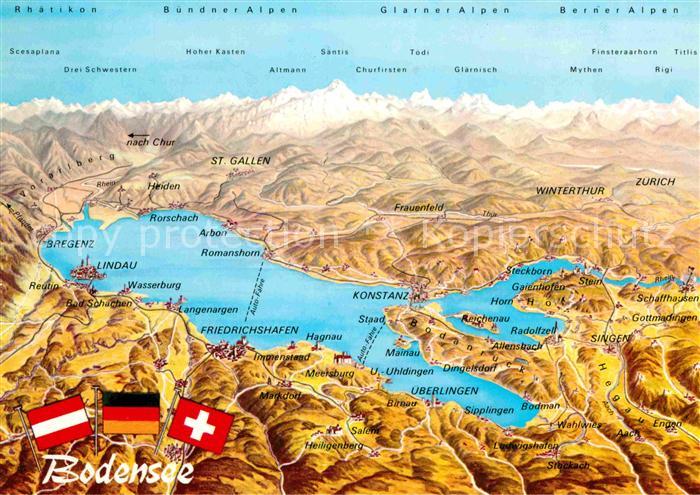 Bodensee und Umgebung Panoramakarte