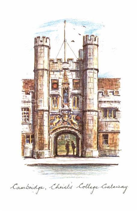 Cambridge Cambridgeshire Christs College GatewayKuenstlerkarte