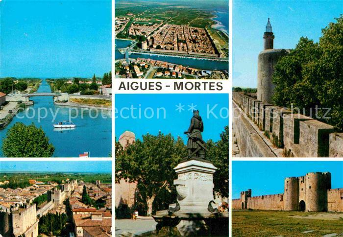 Aigues-Mortes Gard Flusspartie und Altstadt
