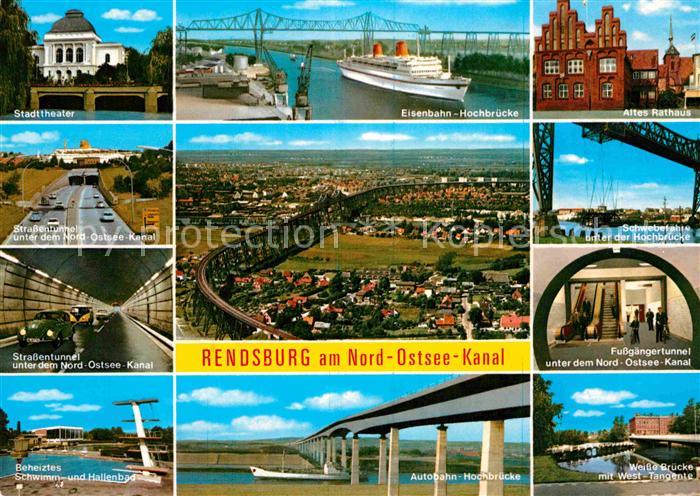 Rendsburg Schleswig-Holstein Stadttheater Eisenbahn Hochbruecke Altes Rathaus St