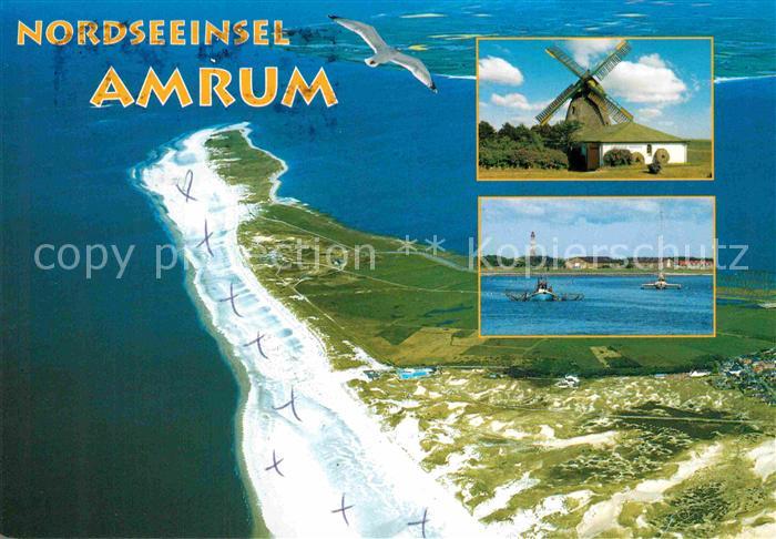 Amrum Fliegeraufnahme Muehle Leuchtturm