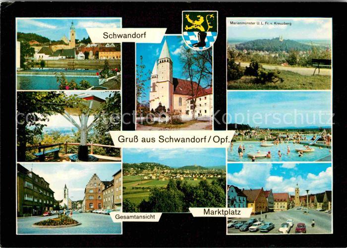 Schwandorf Marienmuenster ULB vom Kreuzberg Schwimmbad Kirche Ortsmotive Panoram