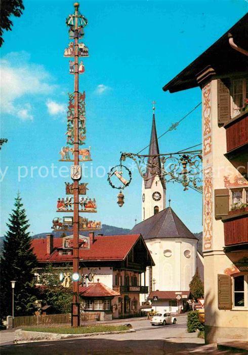Schliersee Ortsmotiv Maibaum Kirche