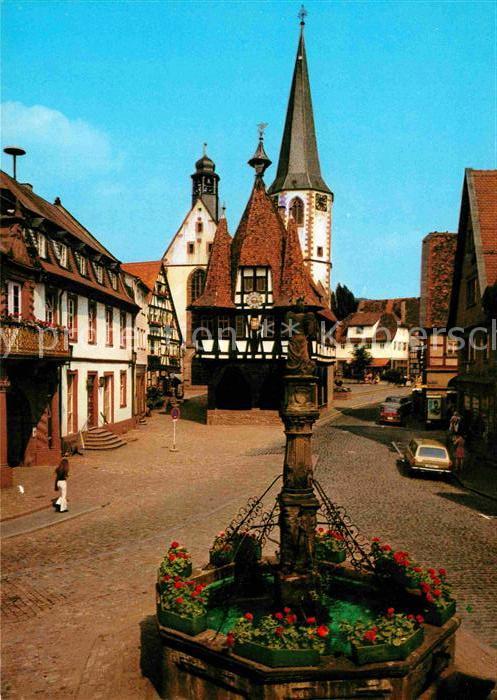 Michelstadt Marktbrunnen am Malerwinkel Rathaus