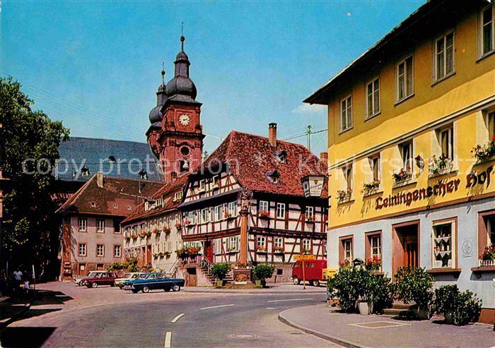 Amorbach Miltenberg Marktplatz mit Pfarrkirche St Gangolf