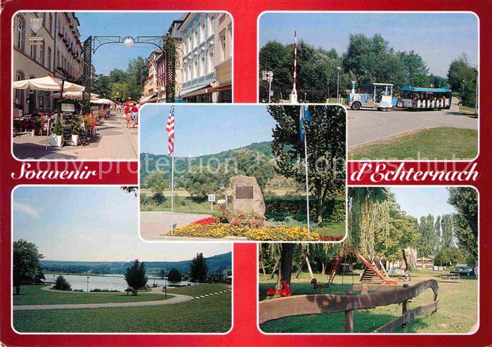 Echternach Fussgaengerzone Stadtbaehnle Park Gedenkstein