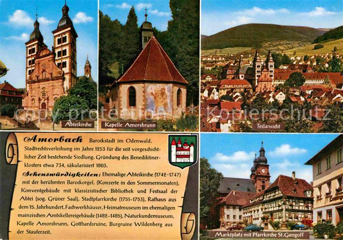 Amorbach Miltenberg Abteikirche Kapelle Amorsbrunnen Teilansicht Marktplatz Pfar