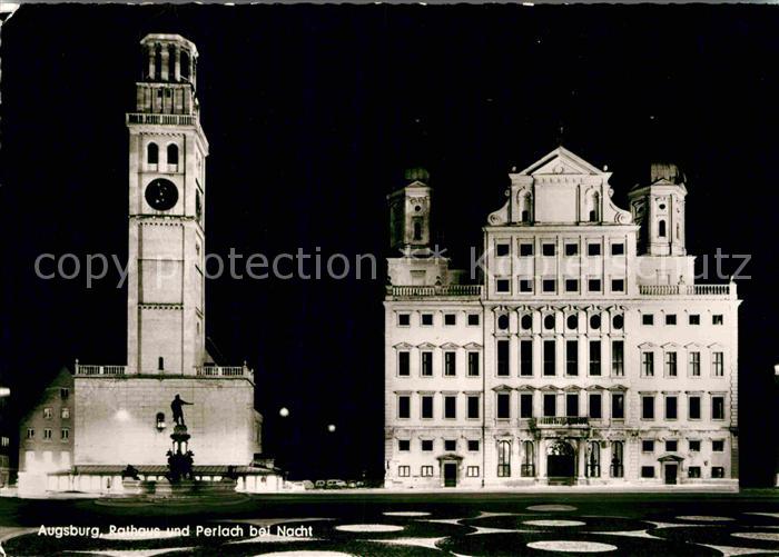 Augsburg Rathaus und Perlach bei Nacht