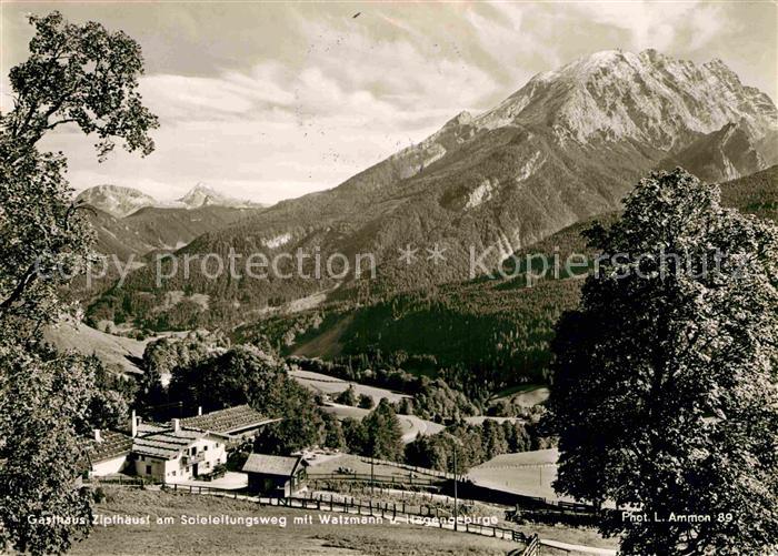 Ramsau Berchtesgaden Gasthaus Zipfhaeusl mit Watzmann und Hagengebirge