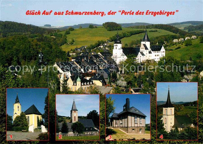 Schwarzenberg Erzgebirge Altstadt St Georgenkirche und Schloss St Annenkirche Lu