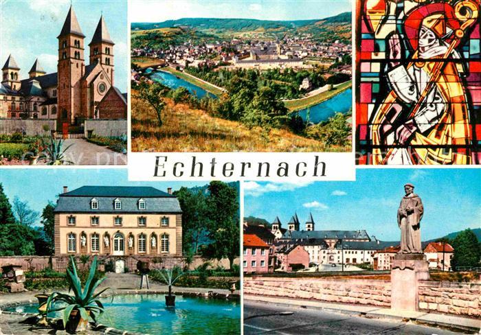 Echternach Kirche Panorama Kirchenfenster Schloss Statue