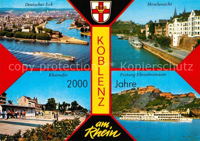 Koblenz Rhein Deutsches Eck Festung Ehrenbreitstein Rheinufer Moselansicht