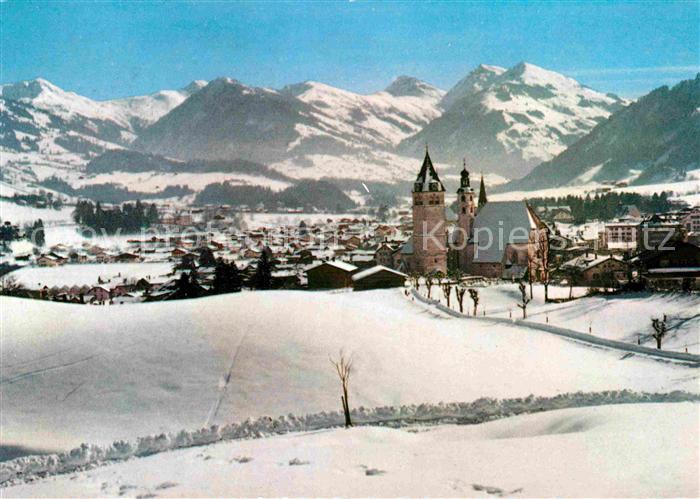 Kitzbuehel Tirol Teilansicht Kirche Panorama