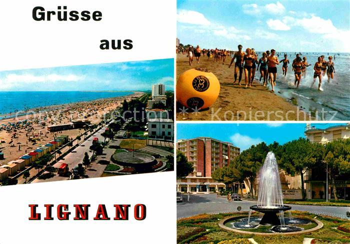 Lignano Fliegeraufnahme Strand Platz Brunnen