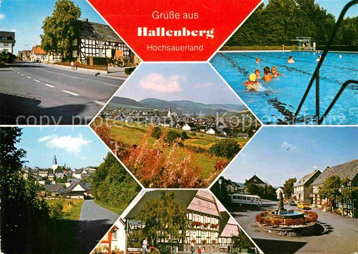 Hallenberg Brunnen Platz Kirche Panorama