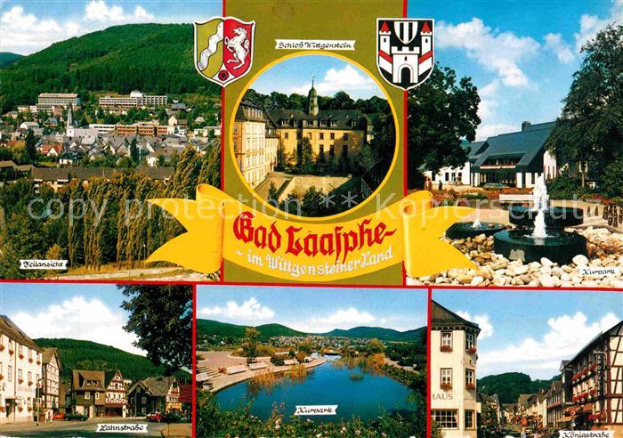 Bad Laasphe Teilansicht Lahnstrasse Kurpark Koenigstrasse Schloss