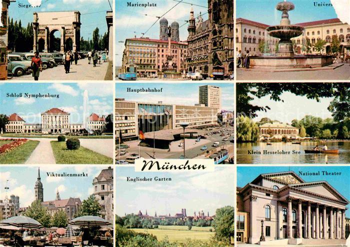 Muenchen Bayern Siegesplatz Schloss Nymphenburg Viktualienmarkt Hauptbahnhof