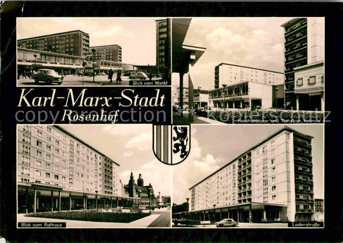 Karl-Marx-Stadt Markt Rathaus Ladenstrasse Haushaltbasar Tanzbar