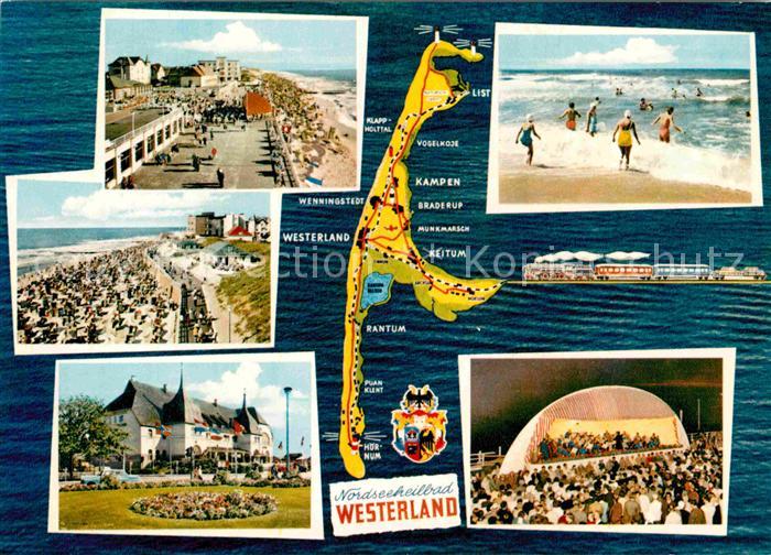 SYLT Insel Schleswig-Holstein Landkarte