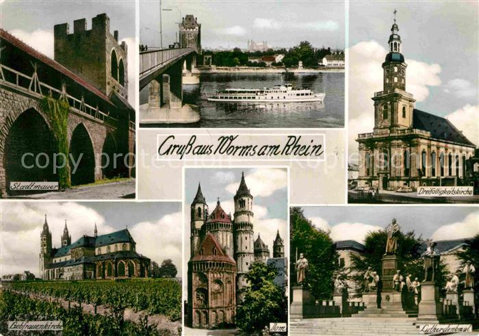 Worms Rhein Lutherdenkmal Dom Stadtmauer Dreifaeltigskeitkirche