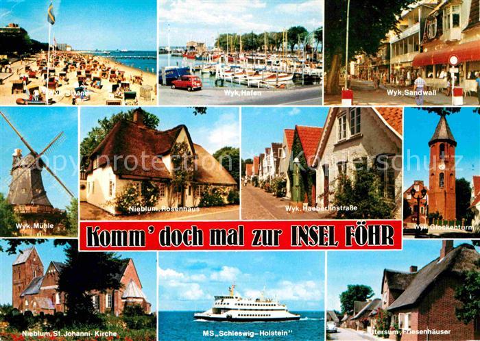 Wyk Foehr Strand Muehle Sandwall Nieblum Sankt Johannikirche Utersum