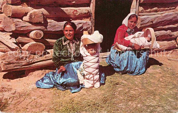 Arizona US-State Navajo Women in front of their log and mud Hogan