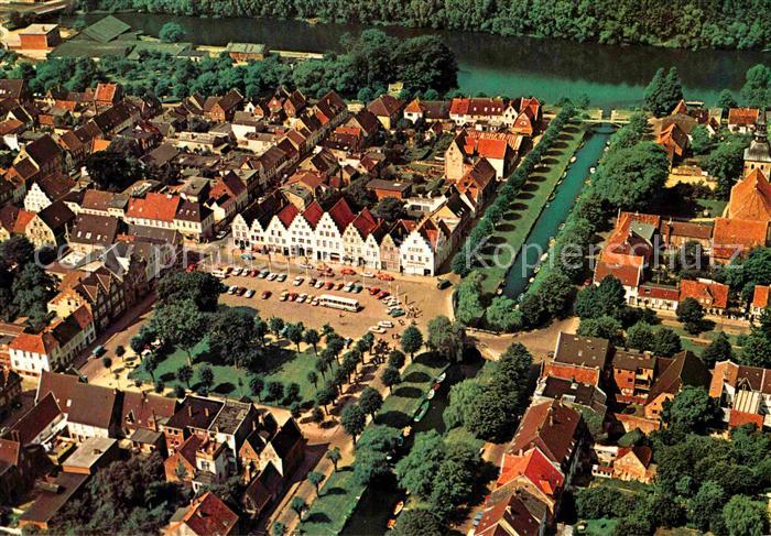 Friedrichstadt Eider Fliegeraufnahme Marktplatz mit Mittelburggraben