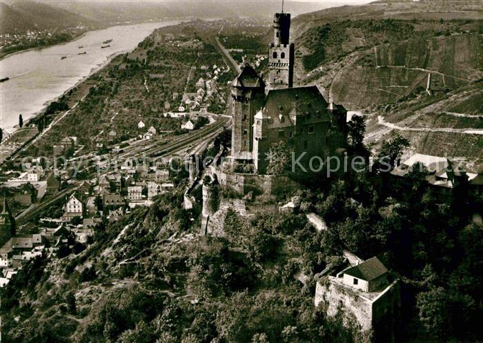 Marksburg Fliegeraufnahme Burg mit Rhein