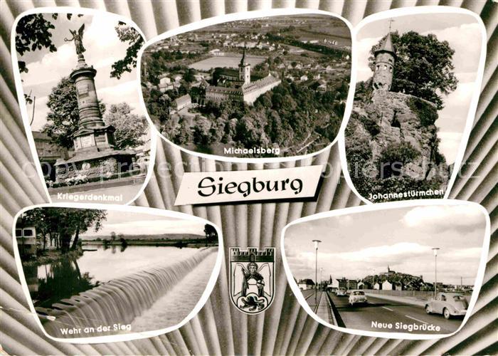 Siegburg Fliegeraufnahme Michaelsberg Johannestuermchen Siegbruecke Wehr an der