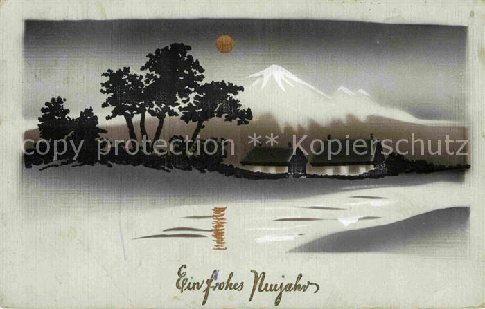 Neujahr Landschaft Berge Mond Baeume